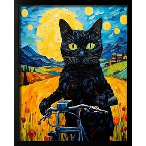 Van Gogh Wall Art Cat Poster Starry Night Funny Bathroom Vintage Wall Art Posters for Room Kids Bedroom Living Room Home Aesthetic (Size: 8''x10''x1pcs)
