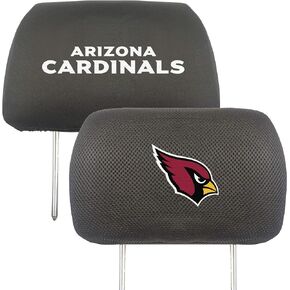 FANMATS 12488 Arizona Cardinals Embroidered Head Rest Cover Set - 2 Pieces,Black