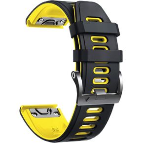 NotoCity Compatible with Fenix 6X Watchbands Silicone Sport Watch Strap for Fenix 5X/5X Plus/Fenix 6X/Fenix 6X Pro/Fenix 3/Fenix 3 HR/Descent MK1/D2 Delta PX/D2 Charlie Smartwatch. (Army Green-Black)