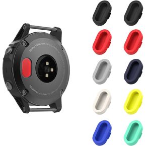MoKo Dust Plug Compatible with Garmin Fenix 7/7S/7X/5/5S/5X/6/6S/6X/6 Pro/6S Pro/6X Pro/Forerunner 935/Vivoactive 4/Venu,10 Pack Silicone Charger Port Protector Anti Dust Plugs Caps, Black
