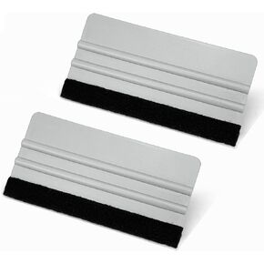 Umaki 3 x 6in Felt Edge Wrapping Squeegee Scratches-Free Decal Applicator Tool for Application of Craft Vinyl, Car Vinyl Wrap, Graphics, Stickers, Window Film and Wallpaper, Pack of 2, Silver