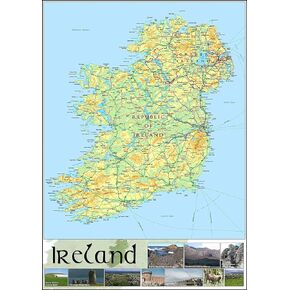 Pictorial Poster Map of Ireland - 23.4 x 16.5 inches - Paper Laminated