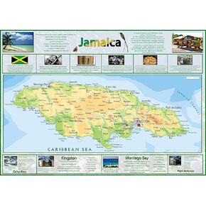 Pictorial Map of Jamaica - 23.4 x 16.5 inches - Paper Laminated
