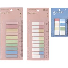 1200 Pcs Morandi Sticky Tabs, Book Tabs for Annotating Books, 60 Colors Aesthetic Index Tabs, Writable Page Markers Flags with Ruler for Notebooks