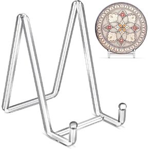 Plate Stands for Display 6 Inch Clear Acrylic Square Holder Stand Picture Frame Stand Holder Easel for Book, Decorative Plate, Plaque, Photo, Platter (clear 2 Pack)