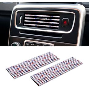 20Pcs Car Air Conditioner Vent Decorative Strip, Waterproof Bendable DIY Chrome PVC Auto Air Vent Outlet Shiny Trim, Universal Car Interior Accessories for Straight Air Vent