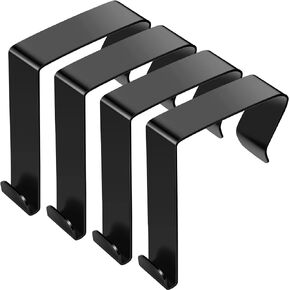 over the Door Hook Cubicle Partition Hangers Steel Door Hooks for Hanging Door Hanger Hook Cubicle Hanger Cubicle Hooks for Door Mirror Panel Wall Closet Coats Whiteboard Office Home (Black, 8 Pcs)