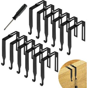 12pcs Adjustable Indirect Hooks Over Cubicle Hooks Over The Door Mirror Hooks Black Cubicle Hooks Door Mirror Hanger, Thickness for Office Whiteboard
