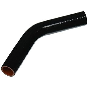 HPS HTSEC45-112-BLK Silicone High Temperature 4-ply Reinforced 45 degree Elbow Coupler Hose, 75 PSI Maximum Pressure, 4" Leg Length on each side, 1-1/8" ID, Black