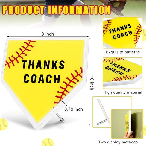 Baseball Softball Home Plate Plaque Thanks Coach Baseball Softball Coach Gifts from Team for Trophy Sign Award Accessories, 9 x 10 Inches in Saudi Arabia