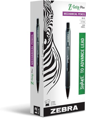 قلم رصاص ميكانيكي Z-Grip Plus من زيبرا، 0.7 مم، مع رصاص وممحاة، ألوان أسطوانية متنوعة، برتقالي، أصفر، أخضر، 3 عبوات (55703) in Saudi Arabia
