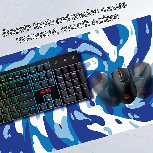 Fluid Pattern XXL Mouse Pad,Super Thick Waterproof Fluid Pattern Large Gaming Mousepad with Stitched Edge,Mouse Computer Desk Accessories,Non-Slip Base Mouse Keyboard Mat 800X400X4mm in Saudi Arabia