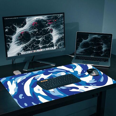 Fluid Pattern XXL Mouse Pad,Super Thick Waterproof Fluid Pattern Large Gaming Mousepad with Stitched Edge,Mouse Computer Desk Accessories,Non-Slip Base Mouse Keyboard Mat 800X400X4mm in Saudi Arabia