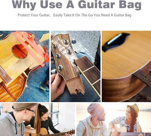 حافظات جيتار صوتي مبطنة مقاس 41 بوصة، حقيبة جيتار صوتي مقاومة للماء، حقيبة جيتار صوتي مع حزام كتف قابل للتعديل، حقيبة جيتار ناعمة للسفر باللون الأسود (حقيبة صوتية) in Kuwait