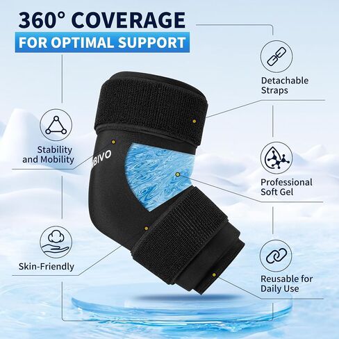 CAMBIVO Elbow & Knee Ice Pack for Injuries Compression Sleeve, Reusable Gel Cold Pack for Knee, Elbow, Ankle, Calf - Flexible Cold Wrap Recovery for Meniscus, ACL, MCL, Pain Relief in Saudi Arabia