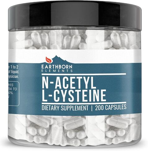 Earthborn Elements NAC N-Acetyl L-Cysteine ​​200 كبسولة، نقية وغير مخففة، بدون إضافات in Saudi Arabia