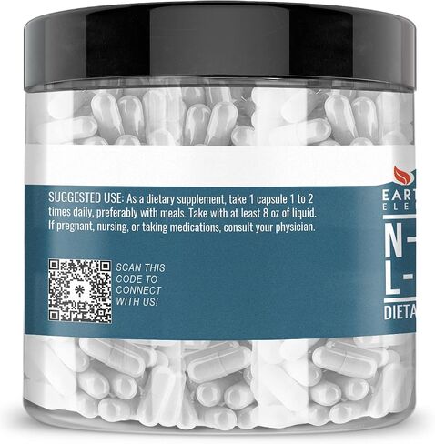 Earthborn Elements NAC N-Acetyl L-Cysteine ​​200 كبسولة، نقية وغير مخففة، بدون إضافات in Saudi Arabia