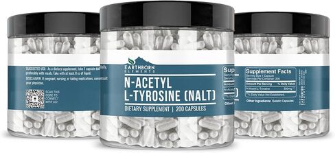Earthborn Elements N-Acetyl L-Tyrosine (NALT) 200 Capsules, Pure & Undiluted, No Additives in Saudi Arabia