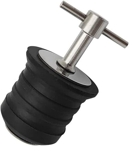 قابس تصريف بمقبض على شكل حرف T من الفولاذ المقاوم للصدأ من ميلكي أوشن، لمصارف 1-1/4 بوصة (31.8 مم)، تصميم ملتوي وختم، قابس مطاطي، قابس قارب قطعتين in Kuwait