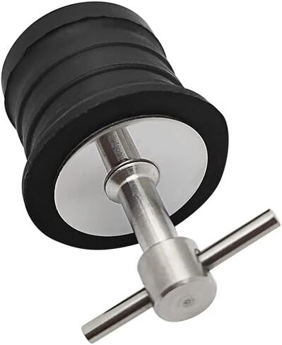 قابس تصريف بمقبض على شكل حرف T من الفولاذ المقاوم للصدأ من ميلكي أوشن، لمصارف 1-1/4 بوصة (31.8 مم)، تصميم ملتوي وختم، قابس مطاطي، قابس قارب قطعتين in Kuwait