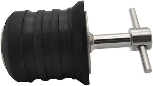 قابس تصريف بمقبض على شكل حرف T من الفولاذ المقاوم للصدأ من ميلكي أوشن، لمصارف 1-1/4 بوصة (31.8 مم)، تصميم ملتوي وختم، قابس مطاطي، قابس قارب قطعتين in Kuwait