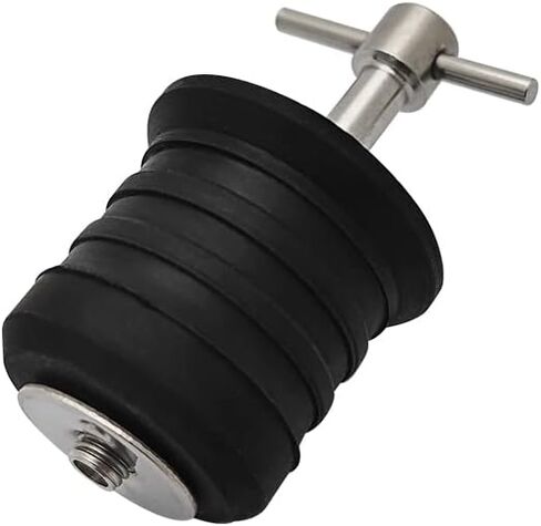 قابس تصريف بمقبض على شكل حرف T من الفولاذ المقاوم للصدأ من ميلكي أوشن، لمصارف 1-1/4 بوصة (31.8 مم)، تصميم ملتوي وختم، قابس مطاطي، قابس قارب قطعتين in Kuwait