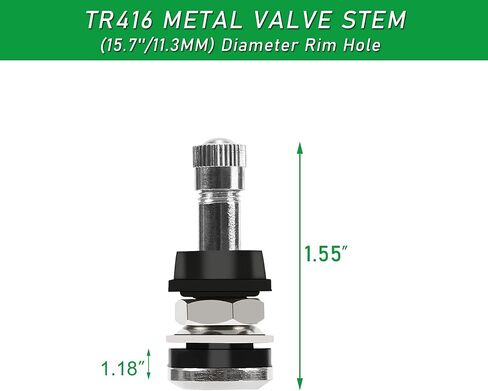 CDWTPS TR416 ساق الصمام المعدني للتركيب الخارجي يناسب فتحات حافة 0.453 و0.625 بوصة طويلة 1 1/2 بوصة (25 قطعة) in Saudi Arabia