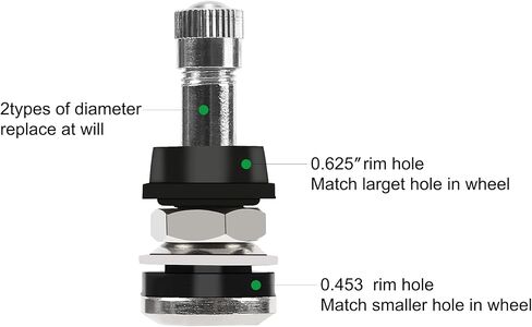 CDWTPS TR416 ساق الصمام المعدني للتركيب الخارجي يناسب فتحات حافة 0.453 و0.625 بوصة طويلة 1 1/2 بوصة (25 قطعة) in Saudi Arabia