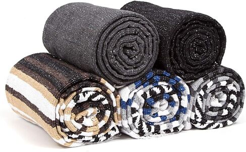 Americanflat 50x70 Authentic Mexican Throw Blanket - Falsa Blanket - Soft Cotton Throw Blanket for Indoor or Outdoor - Use as Yoga Rug, Meditation Blanket, or Beach Blanket - Gift Idea - Grey Stripes in Kuwait