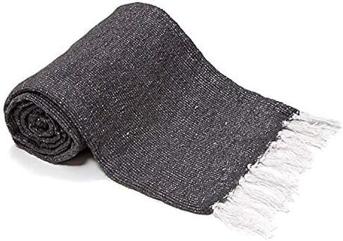 Americanflat 50x70 Authentic Mexican Throw Blanket - Falsa Blanket - Soft Cotton Throw Blanket for Indoor or Outdoor - Use as Yoga Rug, Meditation Blanket, or Beach Blanket - Gift Idea - Grey Stripes in Kuwait