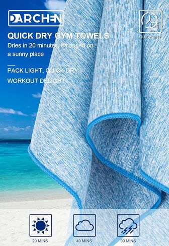 DARCHEN [5 Pack Gym Towels Accessories for Men, Quick Dry Sweat Towel for Workout Tennis Sports Exercise, Microfiber Silver Ion Towels Compact & Absorbent in Kuwait
