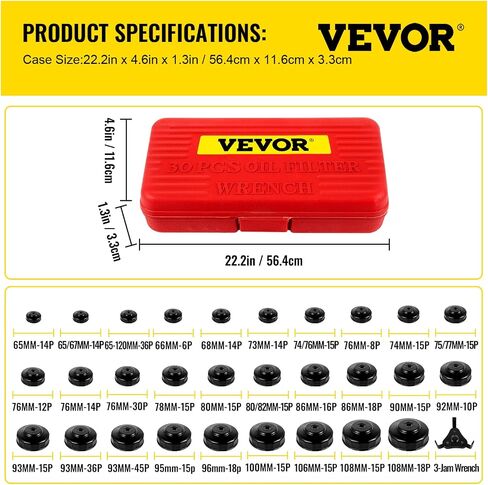 Oil Filter Socket Set, 30 Pcs, Steel, Black, 3-Jam Wrench in Saudi Arabia