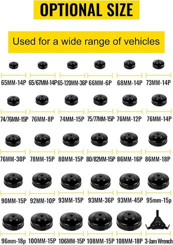 Oil Filter Socket Set, 30 Pcs, Steel, Black, 3-Jam Wrench in Saudi Arabia