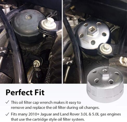 مفتاح فلتر زيت FIRSTINFO F3546LR 3/8 بوصة 90.2 مم 15 مزمار، متوافق مع Land Rover & Jaguar - يناسب محركات الغاز 3.0L و5.0L in Kuwait