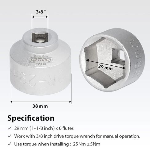 مفتاح فلتر زيت FIRSTINFO F3546LR 3/8 بوصة 90.2 مم 15 مزمار، متوافق مع Land Rover & Jaguar - يناسب محركات الغاز 3.0L و5.0L in Kuwait