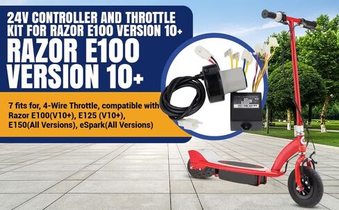 مجموعة وحدة التحكم والخانق لـ Razor E100 - وحدة التحكم OEM 24V البديلة وأجزاء الخانق الملتوية لـ Razor E100 (V10+)، E125 (V10+)، E150، eSpark - 7 موصلات، صمام خانق ذو 4 دبابيس، ZK2400-DP-FS in Kuwait