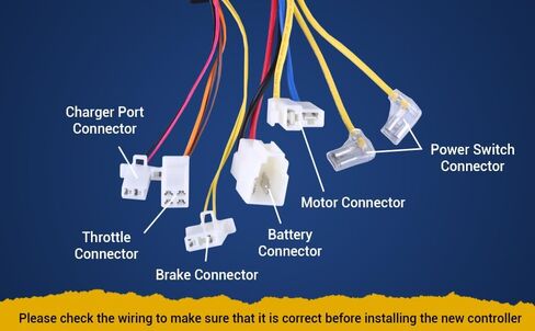 مجموعة وحدة التحكم والخانق لـ Razor E100 - وحدة التحكم OEM 24V البديلة وأجزاء الخانق الملتوية لـ Razor E100 (V10+)، E125 (V10+)، E150، eSpark - 7 موصلات، صمام خانق ذو 4 دبابيس، ZK2400-DP-FS in Kuwait