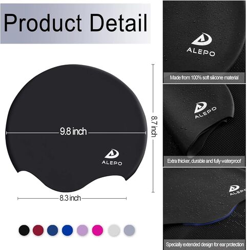 قبعة سباحة نسائية للشعر الطويل، قبعات سباحة من السيليكون السميكة عالية المرونة للنساء والرجال للجنسين والبالغين، قبعات سباحة للاستحمام مع سدادات الأذن ومشبك الأنف، تحافظ على شعرك جافًا in Kuwait