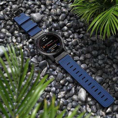 متوافق مع Garmin Fenix ​​5X/7X/Tactix 7 pro، سوار ساعة Quickfit من النايلون مقاس 26 مم لـ Garmin Fenix ​​3/3 HR، Fenix ​​5X Plus/6X/6X Pro/Tactix/Descent MK1/D2 Delta PX/D2 Charlie، أسود in Kuwait
