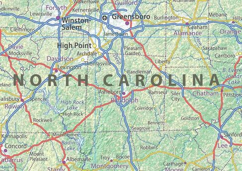 North Carolina State Poster Map - 13.3 x 30 inches - Paper Laminated in Saudi Arabia