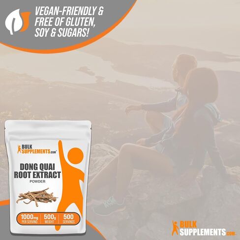 BULKSUPPLEMENTS.COM مستخلص جذر دونغ كاي - مستخلص جذر حشيشة الملاك، مكملات دونغ كاي العشبية - خالية من الغلوتين، 1000 ملغ لكل وجبة، 500 جرام (1.1 رطل)، حزمة من 1 in Saudi Arabia