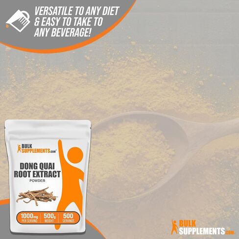 BULKSUPPLEMENTS.COM مستخلص جذر دونغ كاي - مستخلص جذر حشيشة الملاك، مكملات دونغ كاي العشبية - خالية من الغلوتين، 1000 ملغ لكل وجبة، 500 جرام (1.1 رطل)، حزمة من 1 in Saudi Arabia