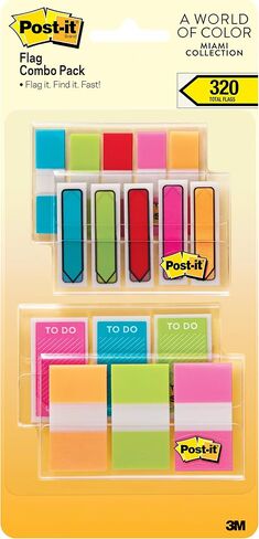 مجموعة Post-it Flags Miami مع 320 علمًا بألوان متنوعة، 60.94 في أعلام أسهم قابلة للكتابة، 60.94 في أعلام، 100.47 في أعلام أسهم و100.47 في أعلام (683-XLM) in Kuwait