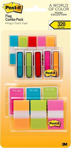 مجموعة Post-it Flags Miami مع 320 علمًا بألوان متنوعة، 60.94 في أعلام أسهم قابلة للكتابة، 60.94 في أعلام، 100.47 في أعلام أسهم و100.47 في أعلام (683-XLM) in Kuwait