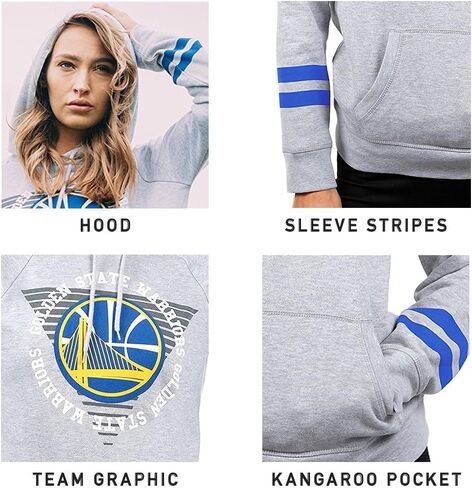 Ultra Game Women's Soft Fleece Pullover Hoodie Sweatshirt with Varsity Stripe in Saudi Arabia