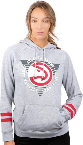 Ultra Game Women's Soft Fleece Pullover Hoodie Sweatshirt with Varsity Stripe in Saudi Arabia