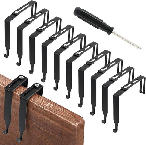 12 pcs Adjustable Cubicle Wall Hooks with Screwdriver, Universal Panel Partition Metal Hooks Over The Door Hook Bedroom Office Cubicle Hangers fits 1.35-3.5 Inch Thick Wall Panels(Black) in Saudi Arabia
