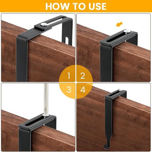 12 pcs Adjustable Cubicle Wall Hooks with Screwdriver, Universal Panel Partition Metal Hooks Over The Door Hook Bedroom Office Cubicle Hangers fits 1.35-3.5 Inch Thick Wall Panels(Black) in Saudi Arabia