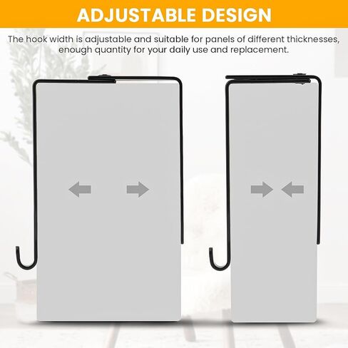 12 pcs Adjustable Cubicle Wall Hooks with Screwdriver, Universal Panel Partition Metal Hooks Over The Door Hook Bedroom Office Cubicle Hangers fits 1.35-3.5 Inch Thick Wall Panels(Black) in Saudi Arabia