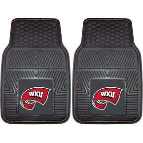 FANMATS 12444 Western Kentucky Hilltoppers 2-Piece Heavy Duty Vinyl Car Mat Set, Front Row Floor Mats, All Weather Protection, Universal Fit, Deep Resevoir Design